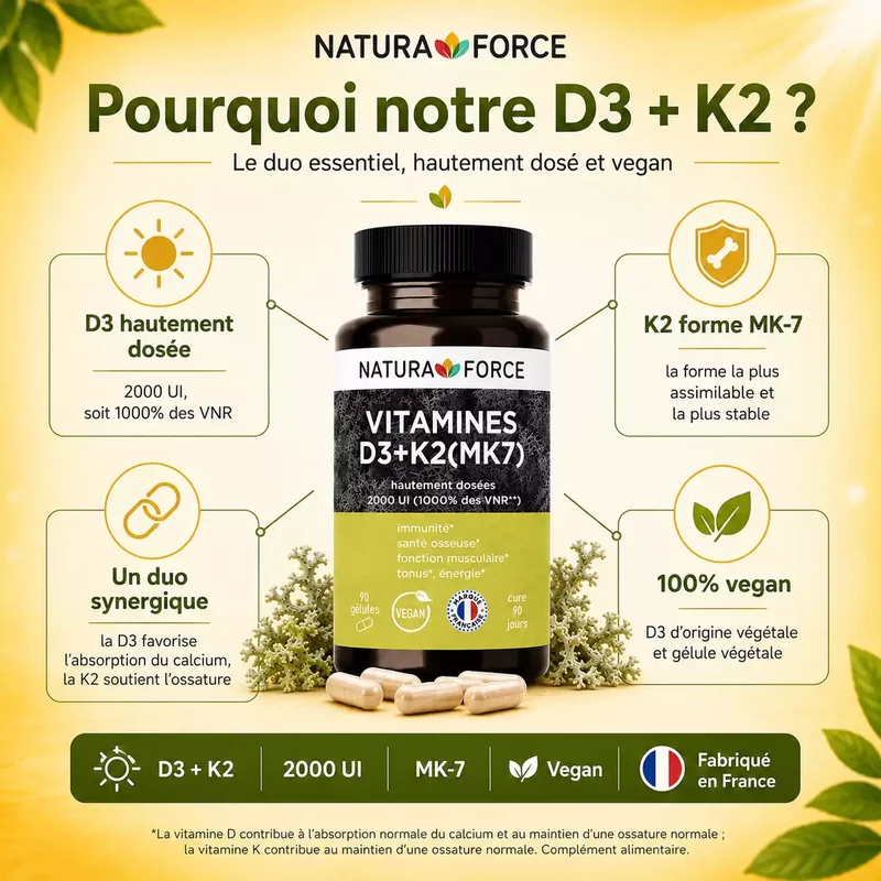 Vitamine D3K2 (MK7) végétale