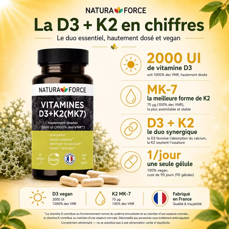 Vitamine D3K2 (MK7) végétale