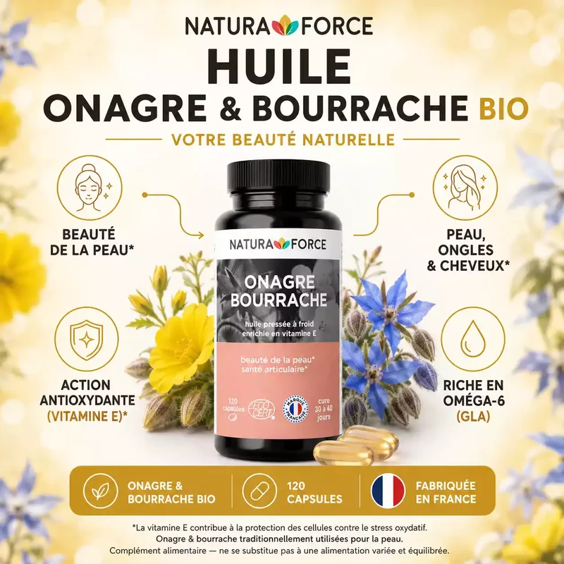 Huile onagre bourrache bio