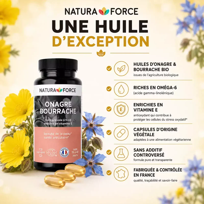 Huile onagre bourrache bio