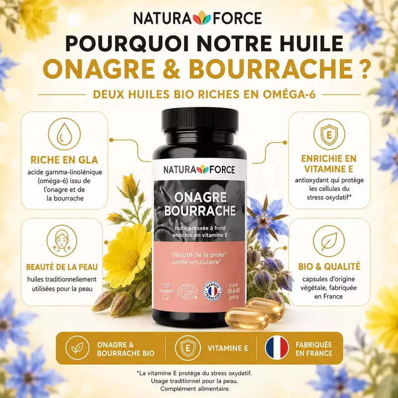 Huile onagre bourrache bio