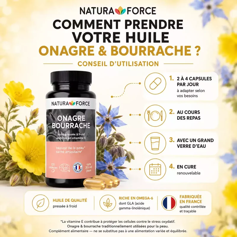 Huile onagre bourrache bio