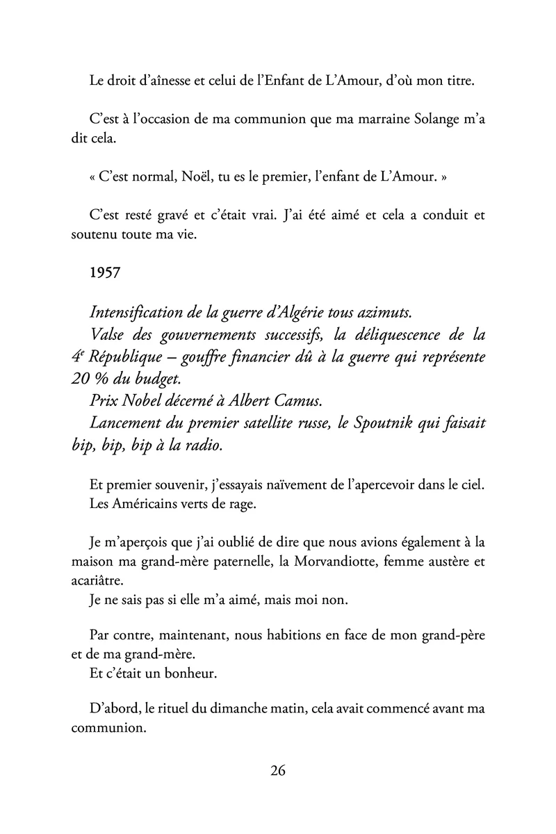 Mémoires de l'enfant de l'Amour