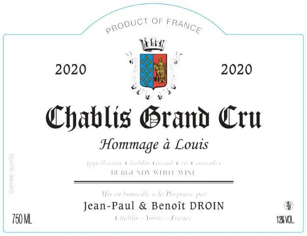 Chablis Grand Cru Hommage à Louis - 2020 - Domaine Jean-Paul & Benoît Droin