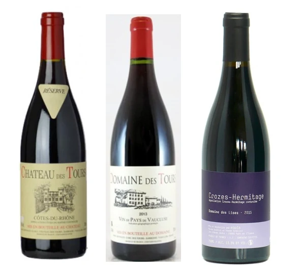 Caisse panachée de Château des Tours et Domaine des Tours rouges 2014 / Crozes-Hermitage 2016 - Domaine des Lises - 2014/2016 - Château des Tours - Domaine des Lises
