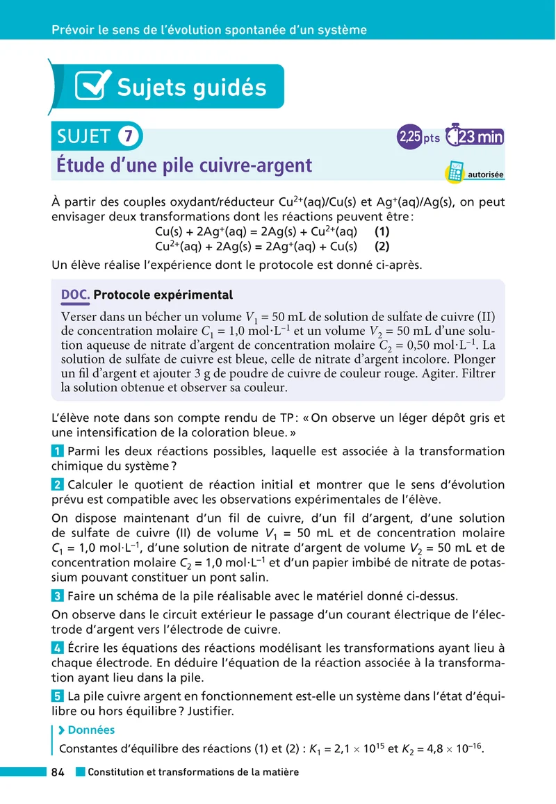 Annales Bac Physique Chimie Term. 2027 - Corrigé